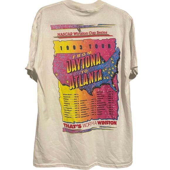 Vintage 90s NASCAR Winston Cup 1993 Daytona Atlanta Single Stitch Shirt Adult XL - Picture 2 of 3